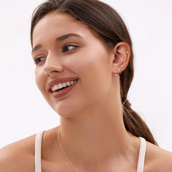 6 Pairs 14K Hypoallergenic Cartilage Earrings for Multiple Piercing Earrings Set - Picture 3 of 7